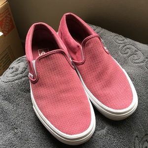 Rose suede slip-on Vans, size 9.5